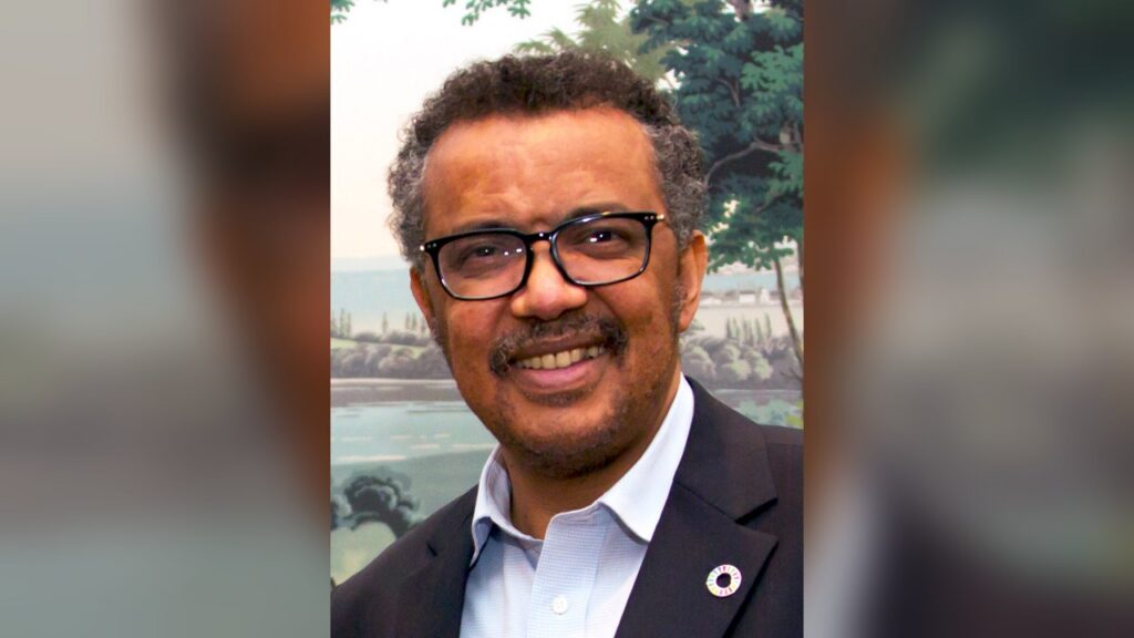 WHO Director-General Tedros Adhanom Ghebreyesus speaks at a press conference in Geneva.