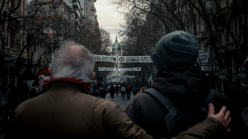 Thousands of Argentines protested outside the legislature on August 6.