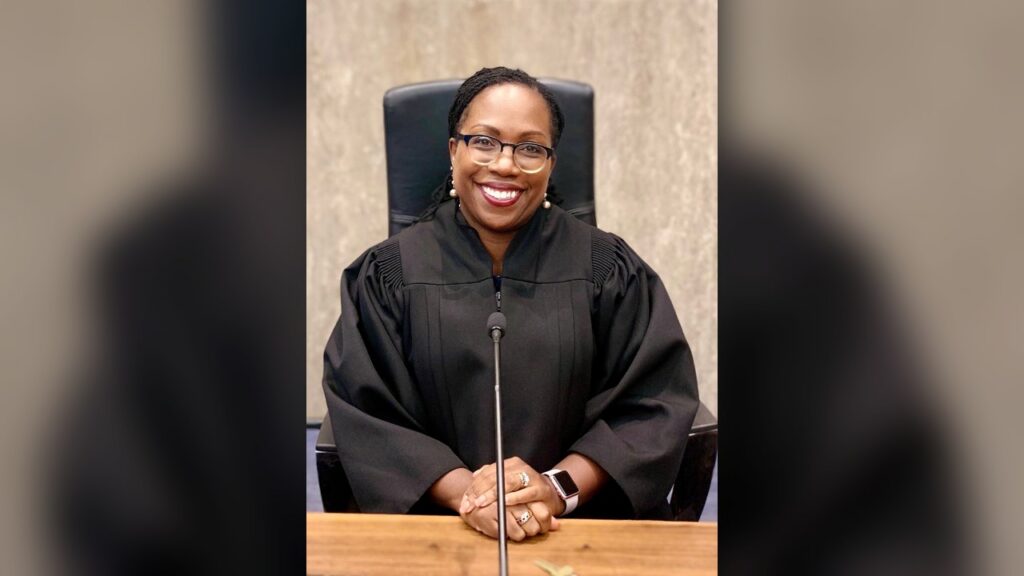 Supreme Court Justice Ketanji Brown Jackson during oral argument.