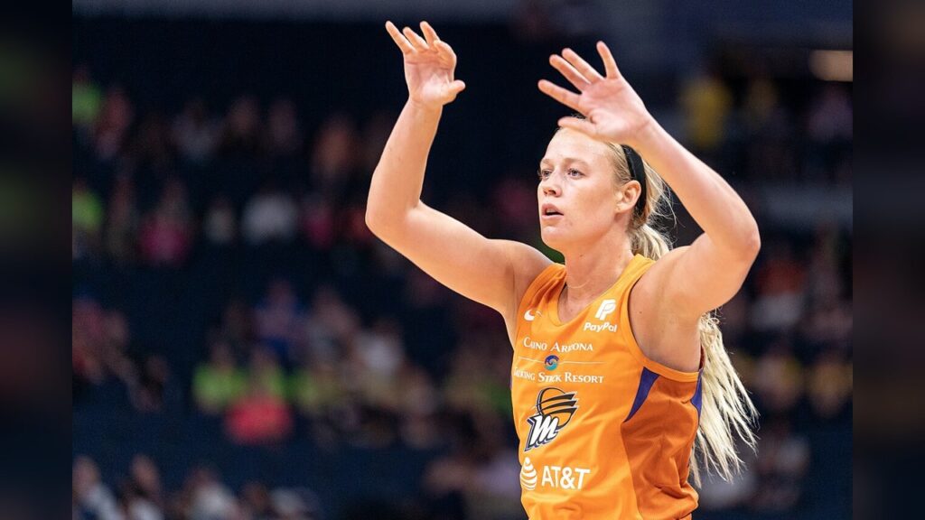 Indiana Fever player Sophie Cunningham speaking on trans athlete protection.