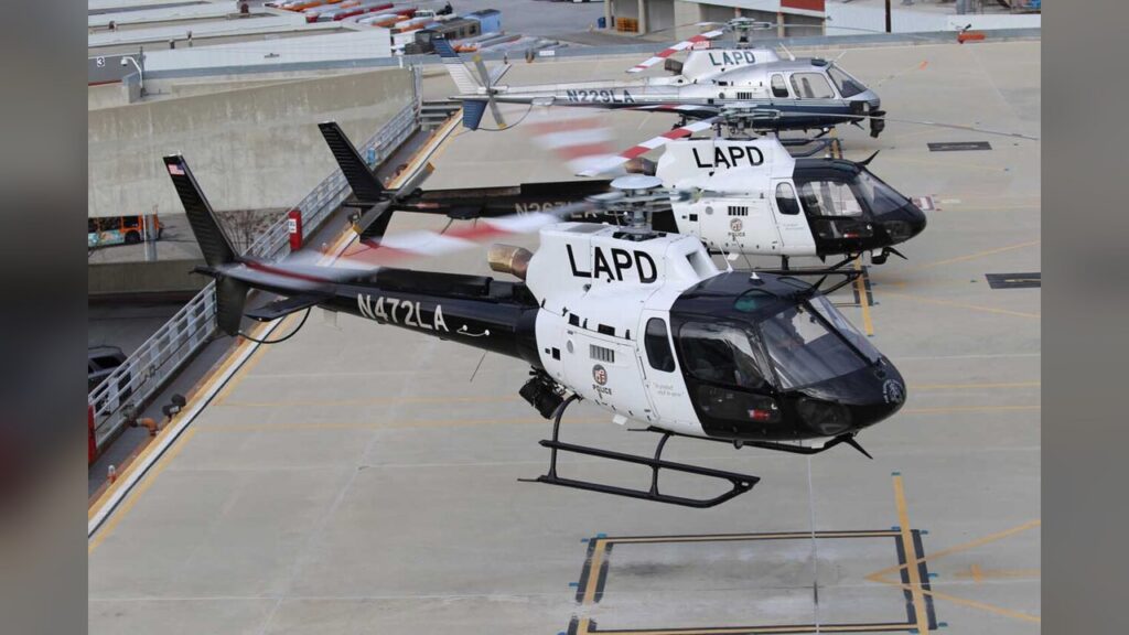 LAPD helicopter tail section struck by bullet over South L.A.