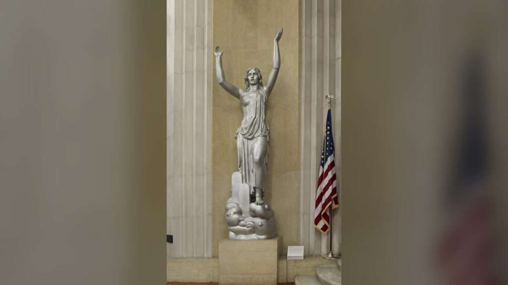 The Great Hall of the Justice Department, where Blanche stood to address the depleted workforce.