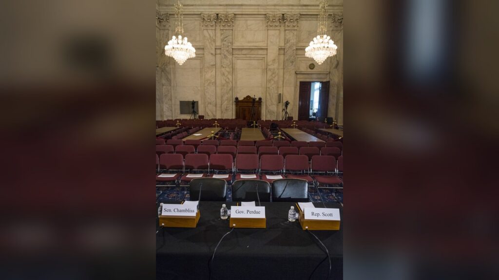 Hearing room on Capitol Hill where Supreme Court justices testified before Congress.